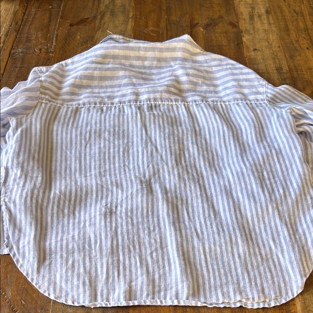Nicole Miller Blue and White Striped Blouse - Picture 6 of 12